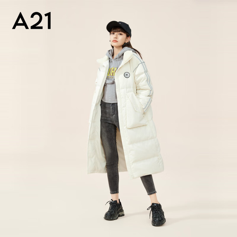 A21秋冬女装梭织宽松立领长袖长装开胸中厚羽绒百搭外套 米杏 M怎么看?