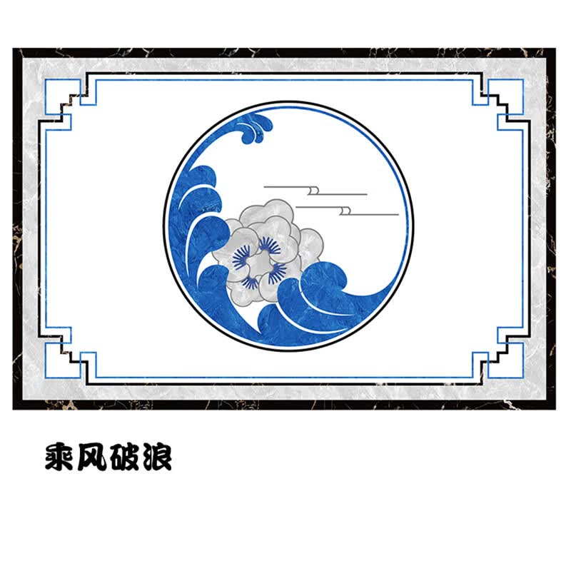 vieruodis新中式客厅地拼花瓷砖荷花九鱼图地砖花开富贵地板砖拼图