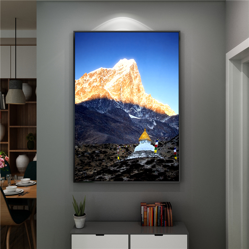 絮之家 珠穆朗玛峰山客厅卧室装饰画自然风景沙发挂画日照金山玄关