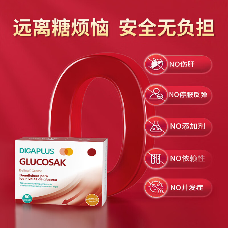 DIGAPLUS西班牙抗糖灵口服胰岛吡啶甲酸铬降高血糖平衡片糖尿病中老年调节 3盒周期装【糖值稳定不跳高】