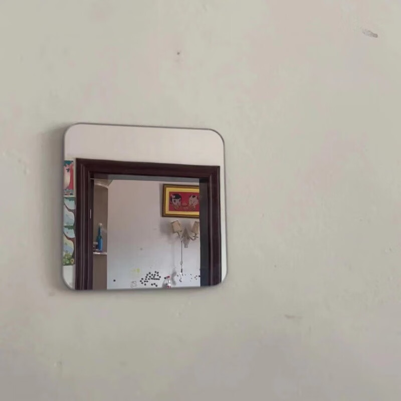 【现发】高清亚克力镜子贴墙自粘浴室镜厕所卫生间洗面台免打孔墙 9*9【】【手掌大小】正方形 圆角【处理后了】