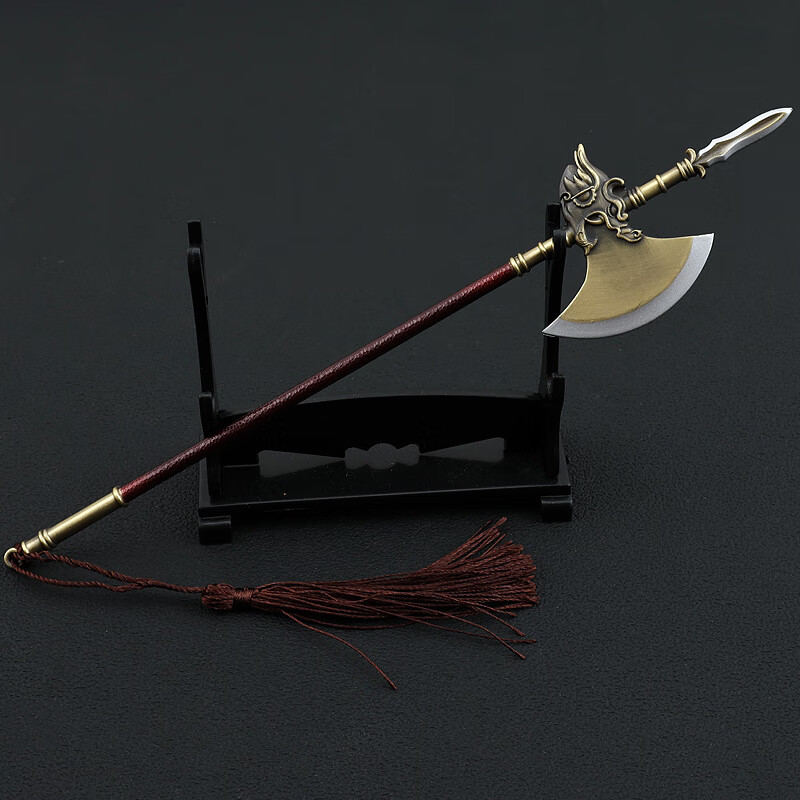 古代兵器十大刀剑睚眦钺22cm全金属锌合金工艺品摆件玩具模型手办 睚