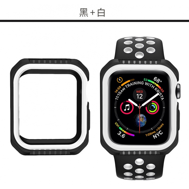 iphone watch,apple watch 6 适用apple watch5保护套苹果4代手表壳iphone watch3硅胶套iwatc 黑白