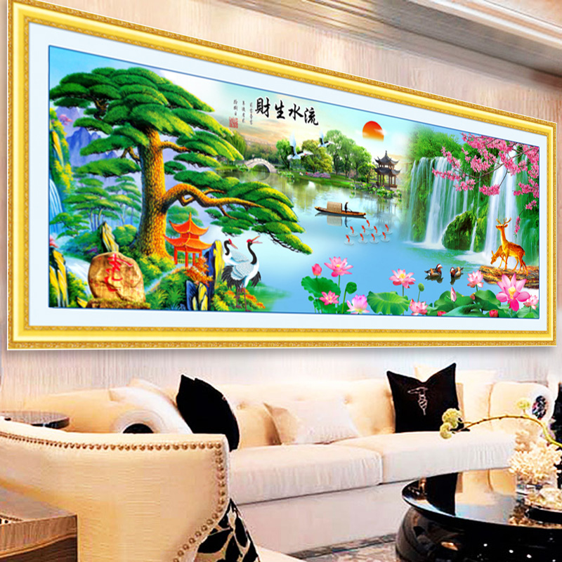 奈思线绣自己绣手工十字绣2023新款客厅山水画风景迎客松大气 【生态