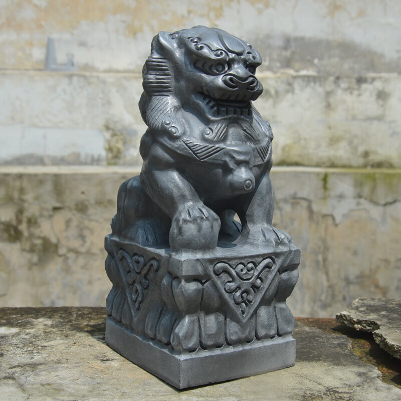 佳诺 jianuo天然青石石雕狮子公母一对小号摆件庭院家用看门狮子原石