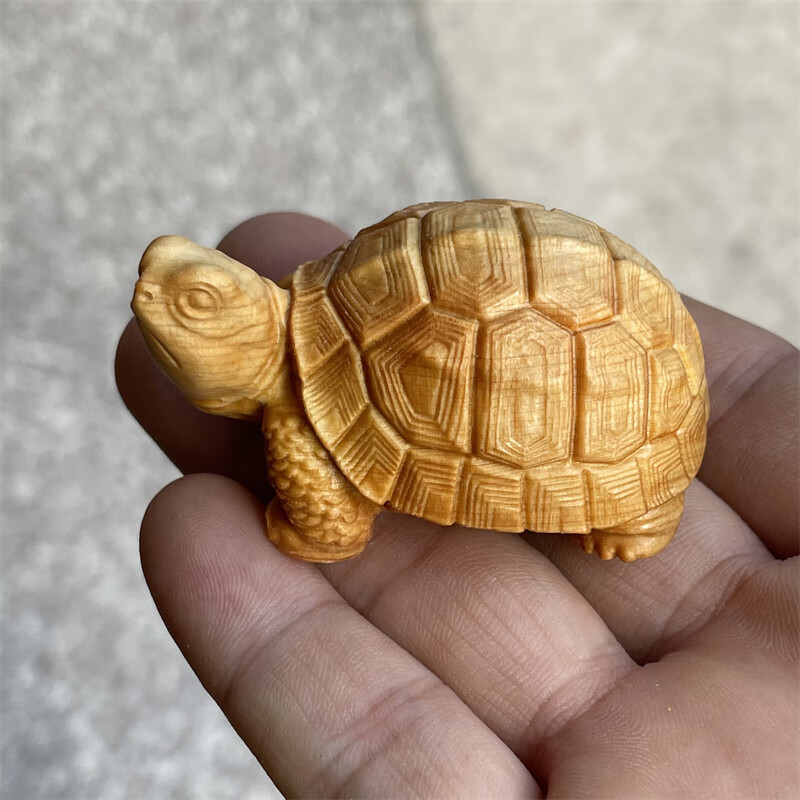 崖柏黄杨木雕乌龟摆件实木雕刻金龟子祝寿礼品居家客厅装饰工艺品