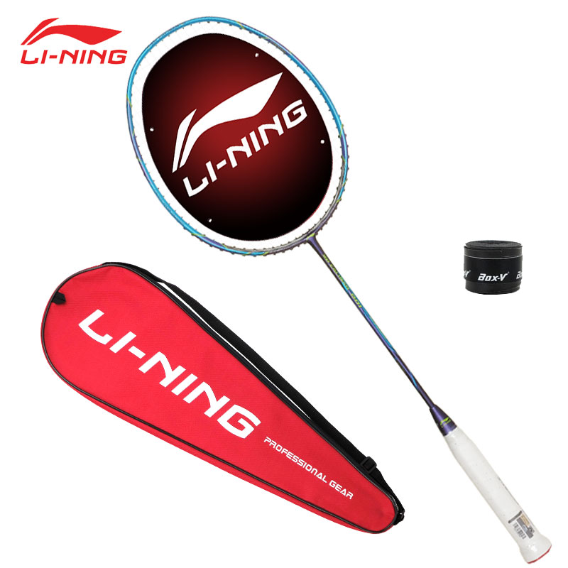 李宁（LI-NING） 3D立体风刃初学级羽毛球拍 风刃001 速度型 蓝紫 单拍(已穿线)