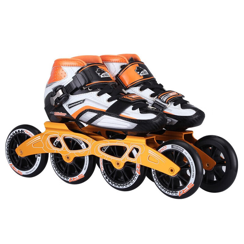 美洲狮(cougar) sr7速滑鞋溜冰鞋成人直排轮儿童竞速鞋 桔白色 43