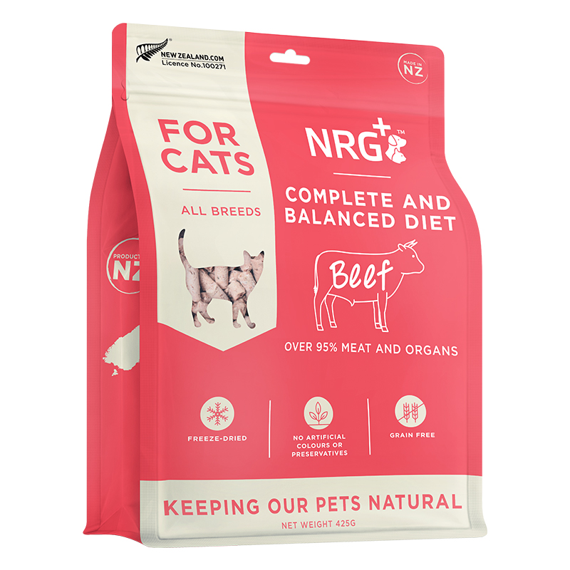 NRG+冻干猫粮 新西兰进口冻干主食猫粮幼猫成猫全价全阶段通用冻干生骨肉猫粮 牛肉口味425g（（保质期至2023.1）