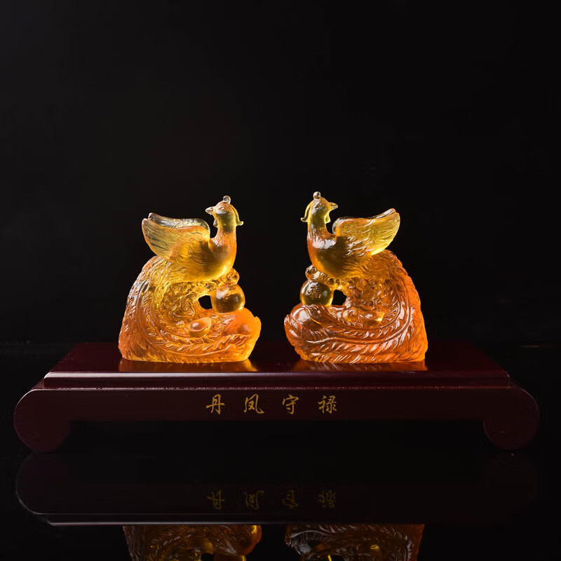 丹凤守禄琉璃摆件 属龙2022年丹凤守禄琉璃摆件牛年化太岁饰品男女