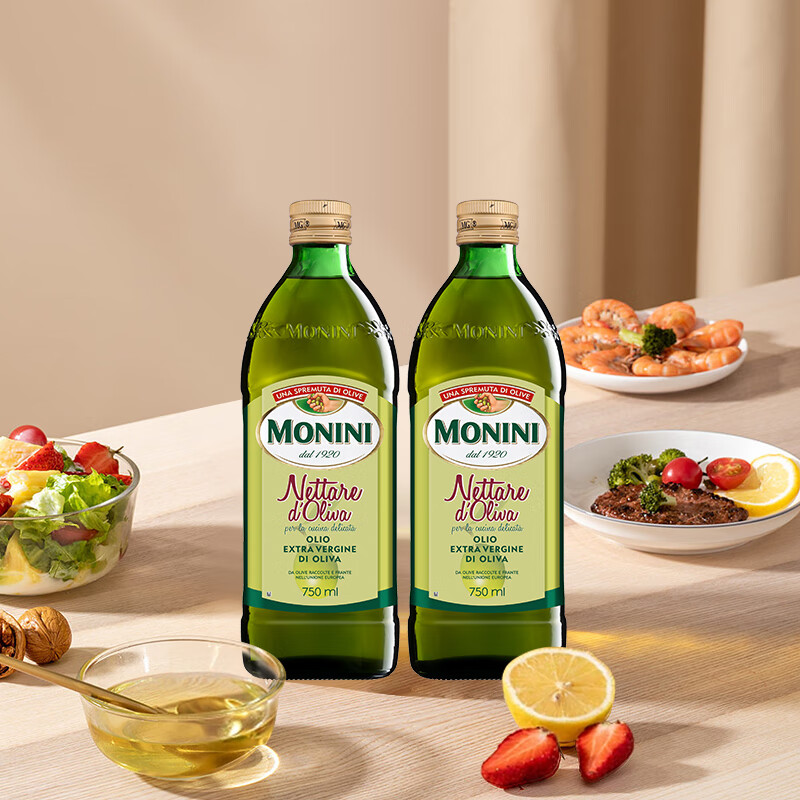 莫尼尼(monini)食用油 750mlx2瓶 特级初榨橄榄油
