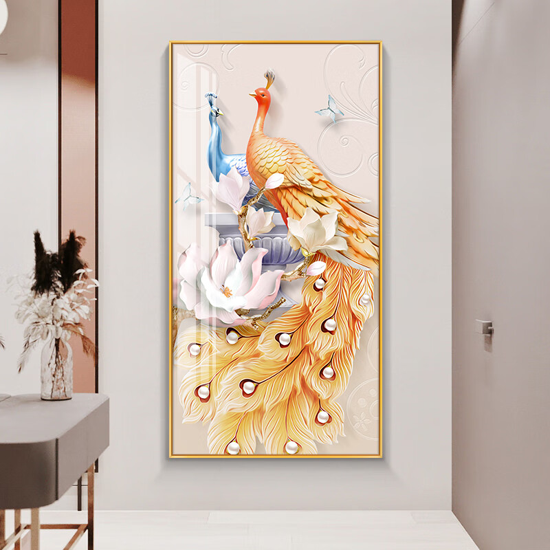 玄关装饰画新中式轻奢高档进门过道走廊画 xm108【金玉满堂】高透水晶