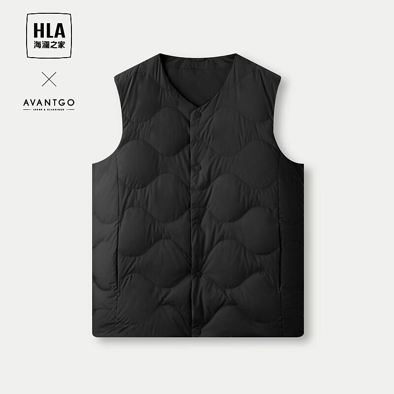 海澜之家（HLA）羽绒服小马甲男士26秋冬季新款轻商务经典白鸭绒外套男冬季上衣男 黑色13 185/100A 2XL推荐165~180斤