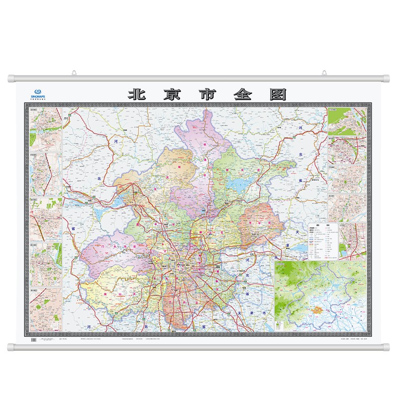 北京全图 地图挂图(2米*1.5米 大尺寸无拼缝专业挂图)