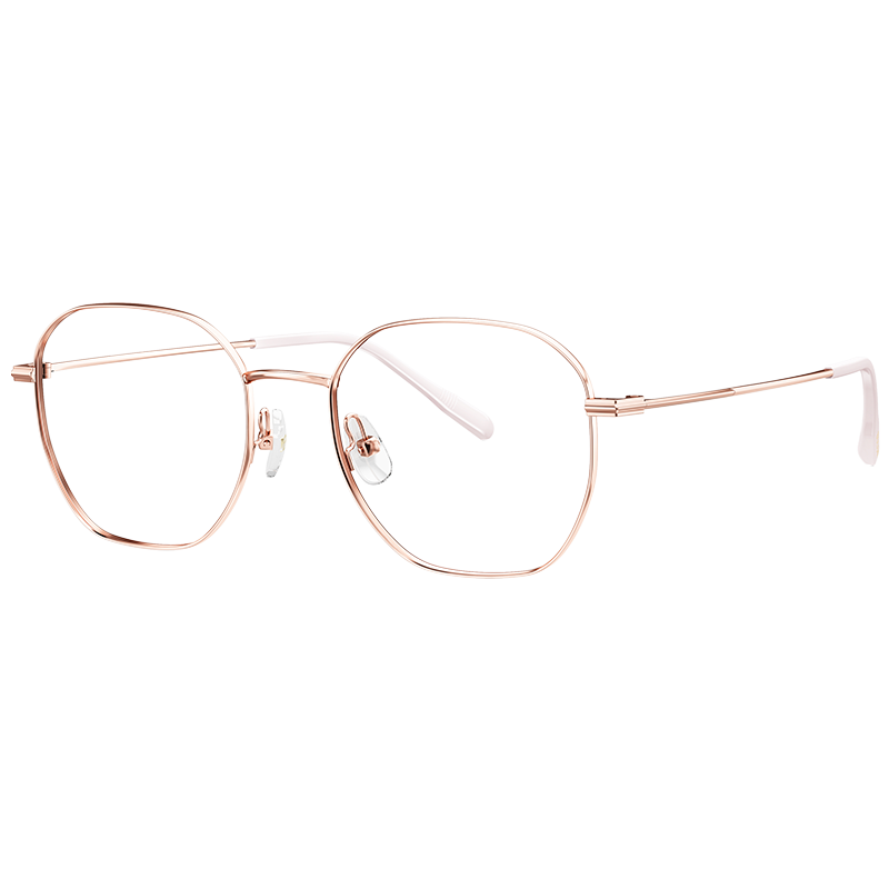 帕莎（Prsr）近視眼鏡框 金屬多邊形眼鏡架男女時(shí)尚近視配眼鏡 PJ66381 精選 C110-1-玫瑰金色 配目戲1.67防藍(lán)光鏡片