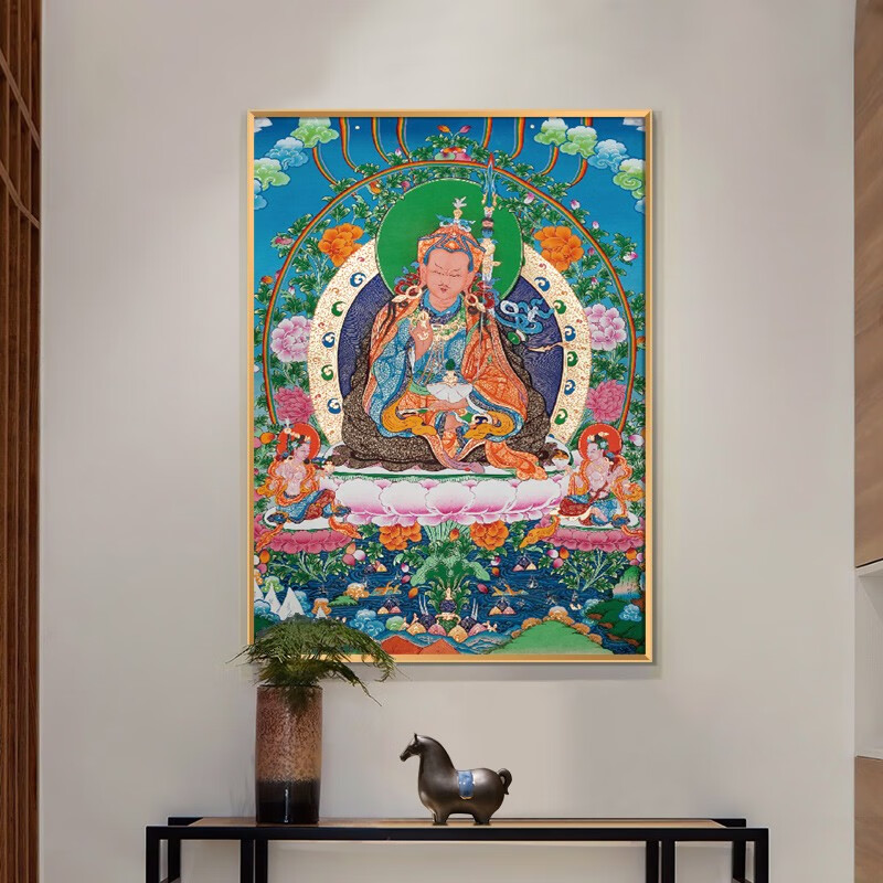 绝伦帝藏传唐卡财神佛像挂画莲花生大士莲师八变客厅藏族家用中堂装饰
