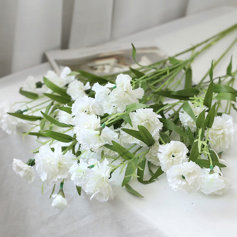 凉笙 仿真花束插花母亲节假花康乃馨家居装饰花客厅摆设餐桌摆件 每支