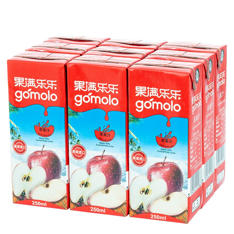 果满乐乐(gomolo)地中海塞浦路斯进口 100%苹果汁  小瓶装纯果汁饮料