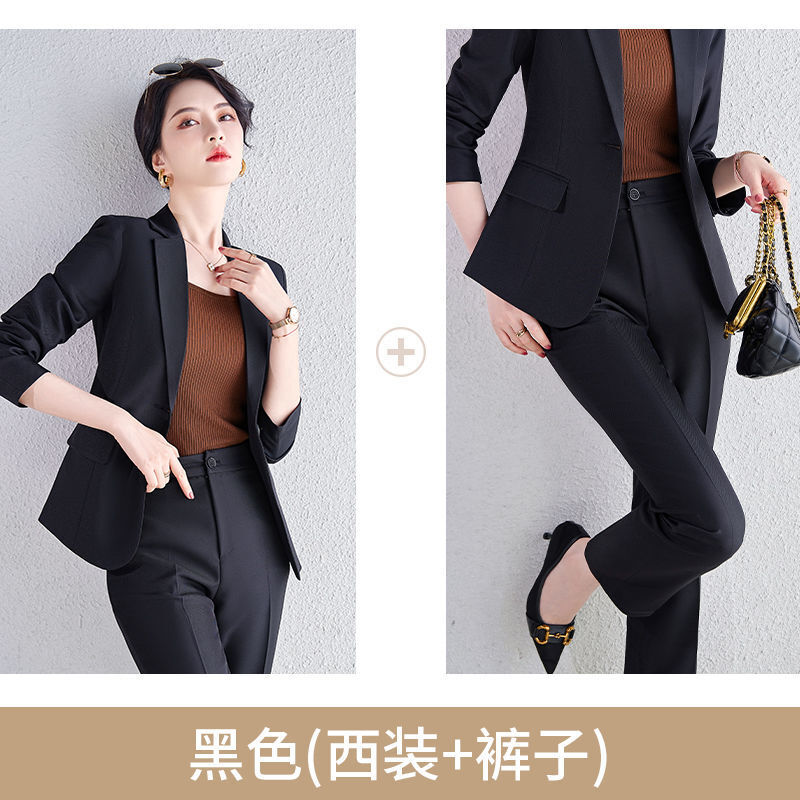 2022新款女装春夏黑色西服套装女小个子修身小西装外套女休闲薄款西服