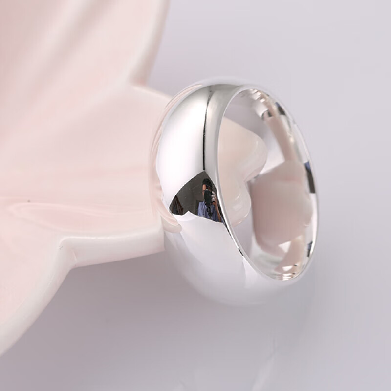 8mm宽版999足银男士戒指光面银情侣对戒女简约霸气礼物 闭口10号