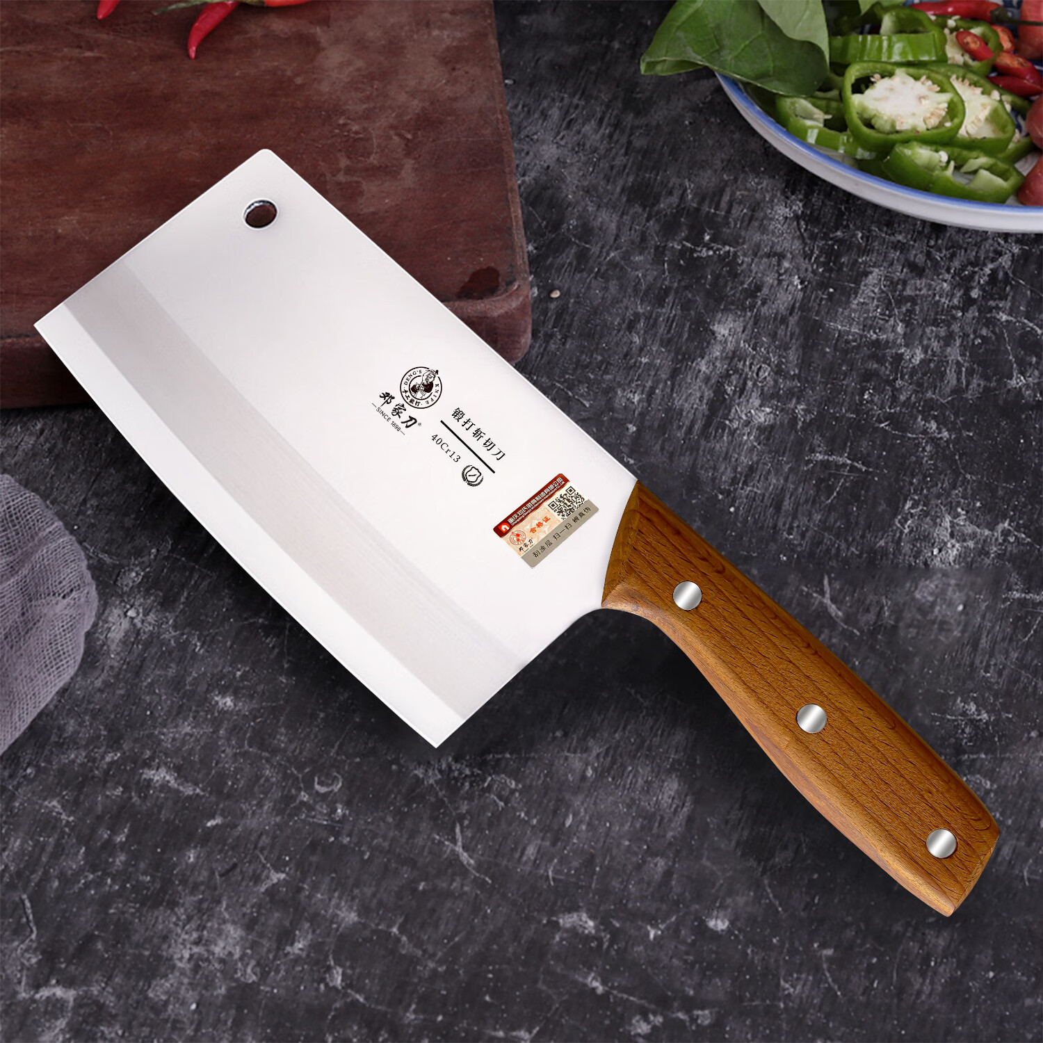 邓家刀锻打不锈钢菜刀家用斩切两用刀JB-6422