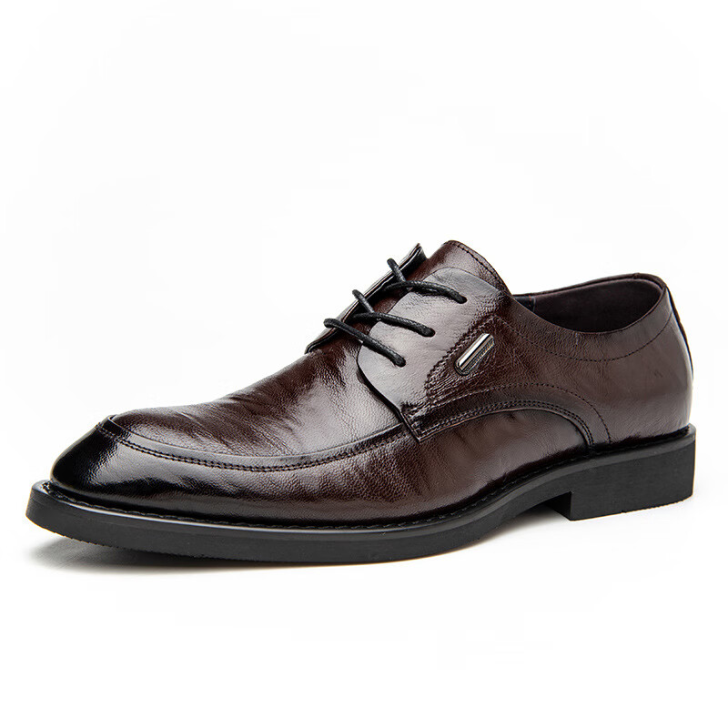 朗瑟斯(langsesi)2024春秋头层羊皮男士新款皮鞋男英伦真皮透气德比鞋