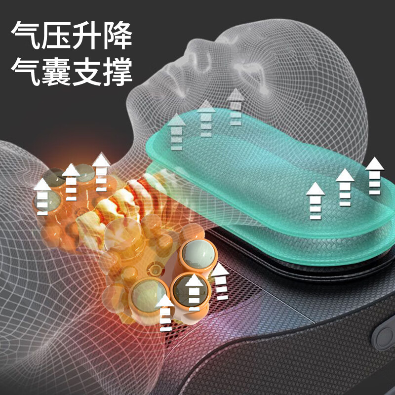 奥克斯奥克斯(AUX)颈椎按摩器按摩枕头颈部按摩仪肩颈腰全身按摩垫热敷睡觉实用礼品礼物送父母长辈 【智能六按键】豪华大号单枕