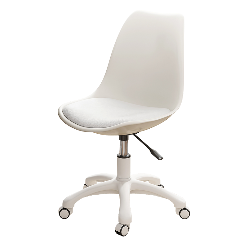 蔓斯菲尔 电脑椅家用舒适休闲椅子学习靠背椅宿舍办公椅学生升降转椅可移动 白+灰pp【钢制脚】