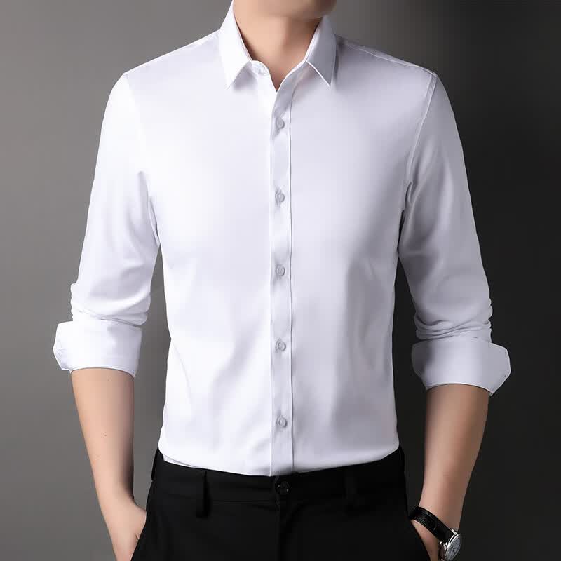 皇家利郎(lilanz)高端利郎长袖白衬衫男纯棉透气商务休闲纯色免烫衬衫
