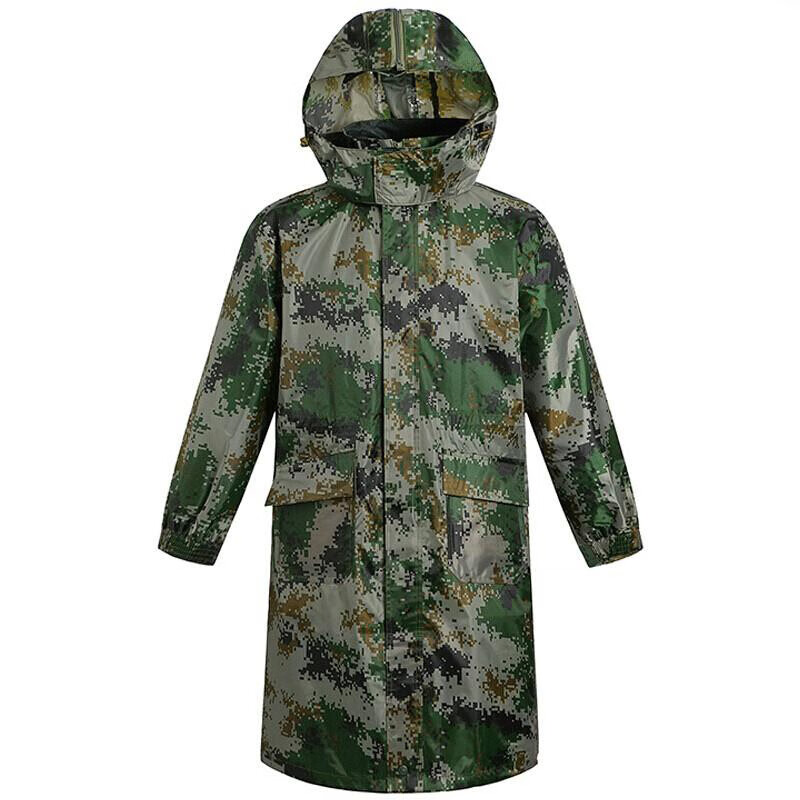 军楚迷彩连体雨衣 牛津面料户外长款带帽雨披男女通用 xl