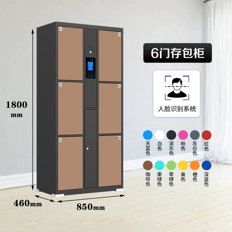 智能储物柜超市商场电子存包柜更衣室柜子 6门人脸识别