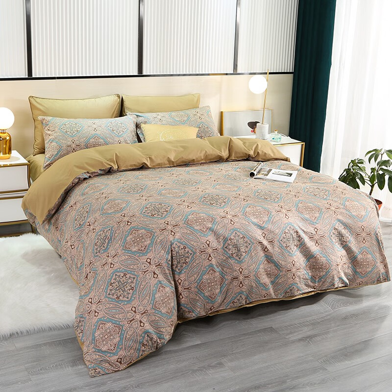 柳庭 家纺 全棉60支贡缎枕套 纯棉枕头套一对装 四季花香 48x74cm