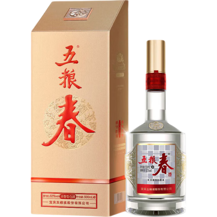 PLUS会员：五粮液股份 五粮春 第二代 浓香型白酒 52度 500ml 单瓶装