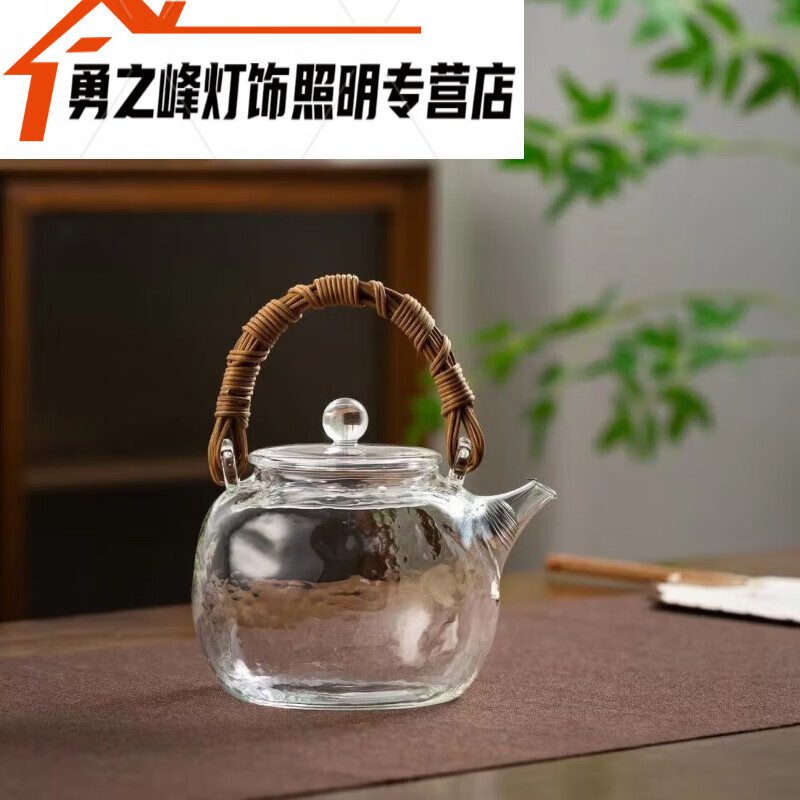 abdt玉见玻璃煮茶壶家用耐热日式锤纹电陶炉煮水烧水壶藤编提梁壶 日