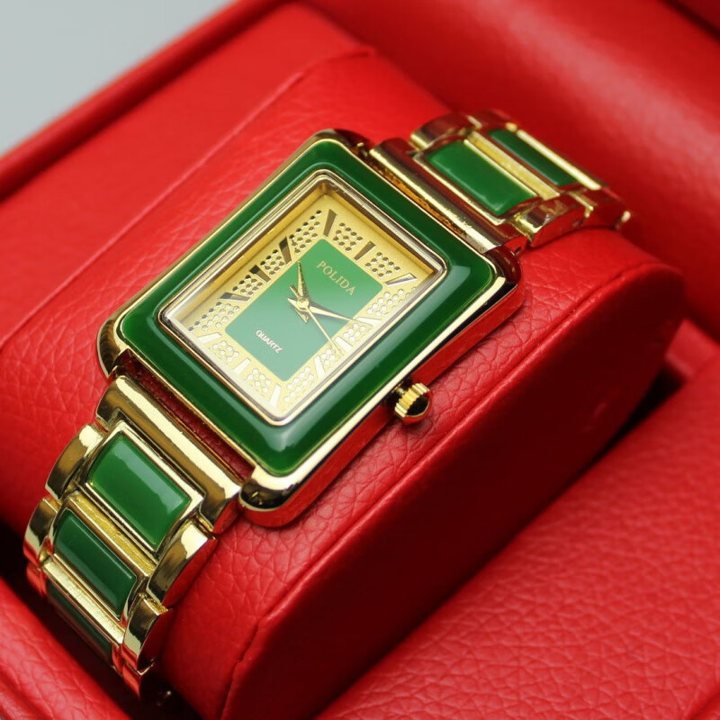 亲恒荟新疆和田玉手表和田翡翠玉石情侣防水时尚潮流方形ins风气质女