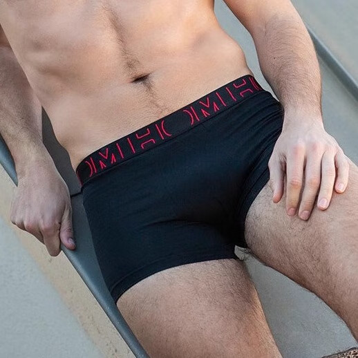 HOM【三条装】法国男士平角内裤男生四角裤柔软纯棉平角裤 骑士灰+钢琴黑+雾霾蓝 2XL