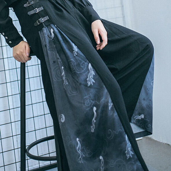 茜立里夏季休闲裤男生宽松不规则裙裤」宽松阔腿裤春夏长裤 图片色 s