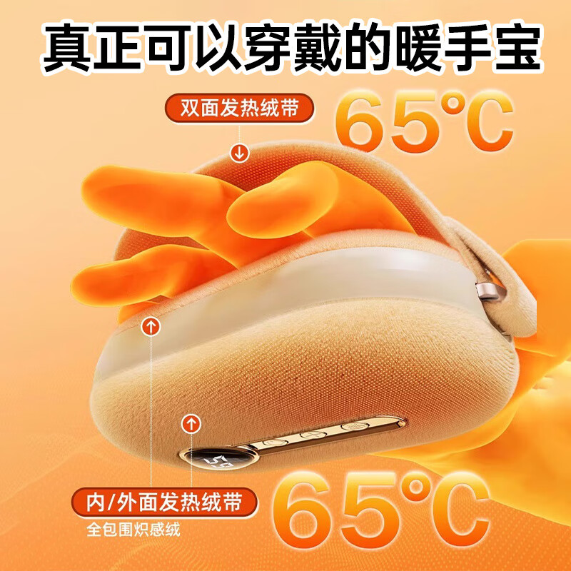 OQB德国品质2024新款双面发热暖手宝可充电二合一防爆暖手炉握式迷你 【暖绒米】5400毫安65°锁温24小时送发热 0mAh