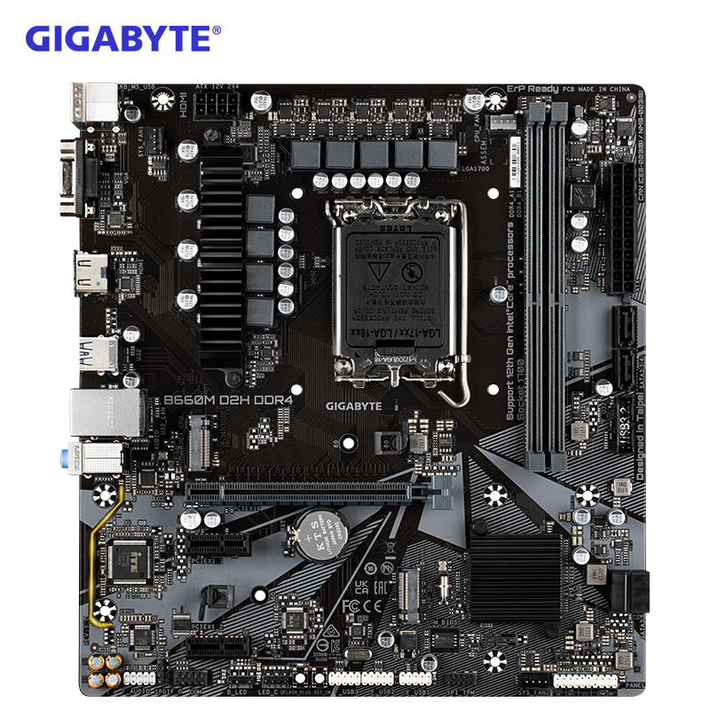 技嘉b660md2hddr4主板支持cpu12代酷睿12400fintelb660lga1700