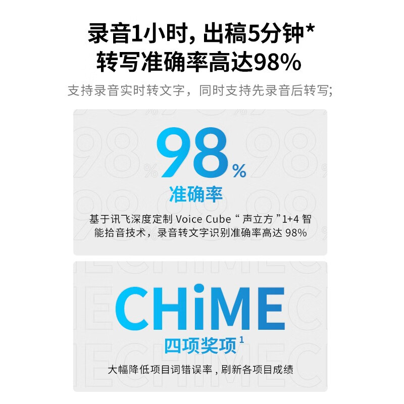 科大讯飞AI智能录音笔SR501 终身免费转写 实时语音转换文字中英互译女性白领办公16G+云存储玫瑰金