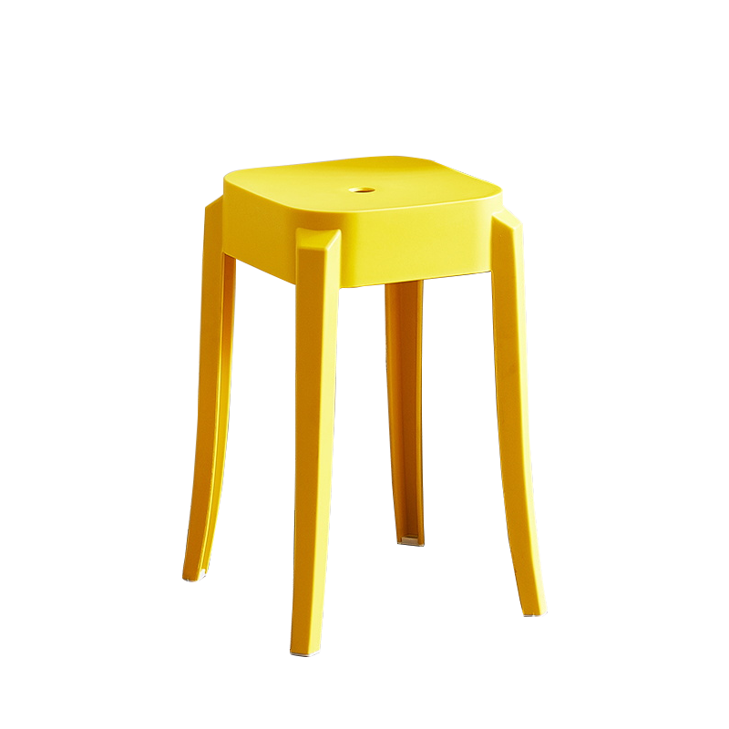 优勤(YOUQIN)家用凳子塑料凳子加厚椅子简约耐磨板凳浴室客厅厨房餐椅小方凳换鞋北欧风黄色4个装