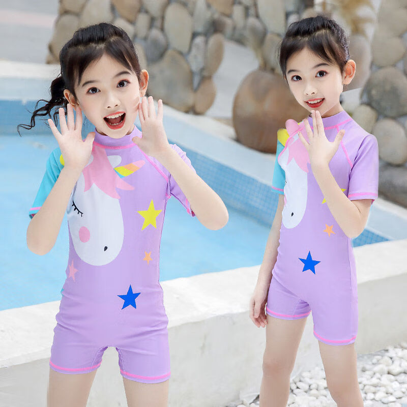宝宝小孩防晒女孩分体韩版少女中大童泳装裤8514初中生高中生女孩泳衣
