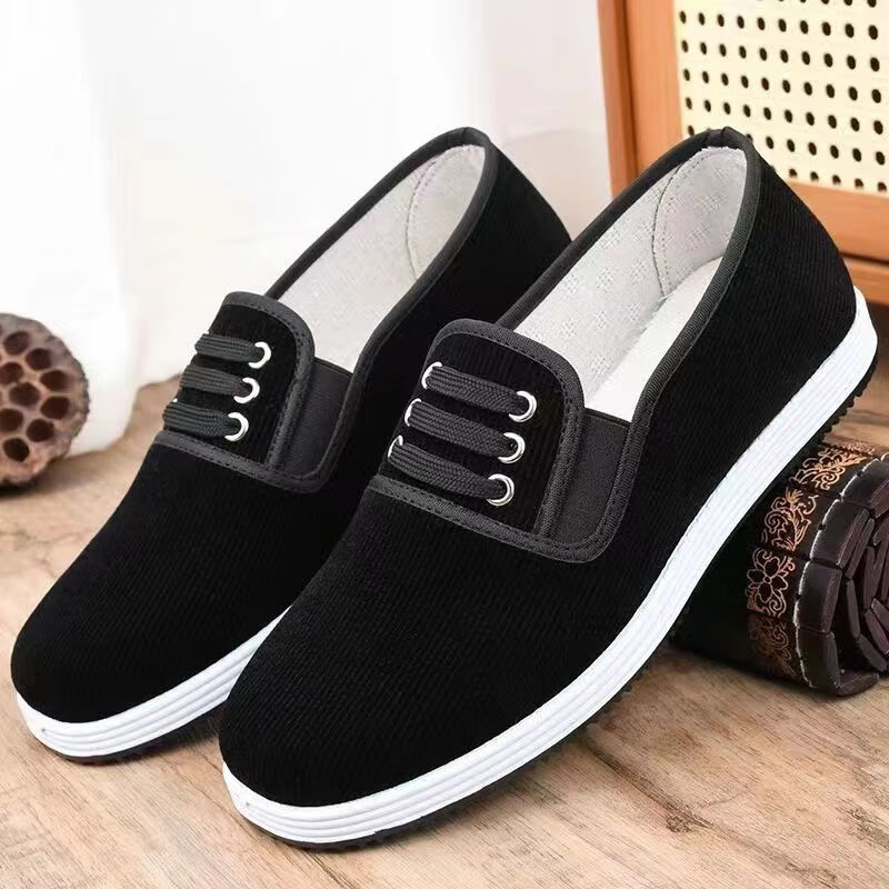 金心华瑞金源源黑布鞋春秋款男女软底工作鞋灯芯绒防滑耐磨 黑色盒装 36