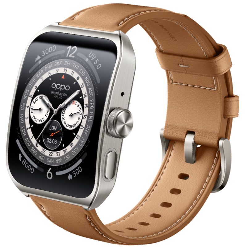 OPPO Watch 4 Pro 全智能手表 運(yùn)動(dòng)健康手表男女eSIM電話手表 心電圖心率血氧監(jiān)測(cè) 破曉棕(內(nèi)含2條表帶）