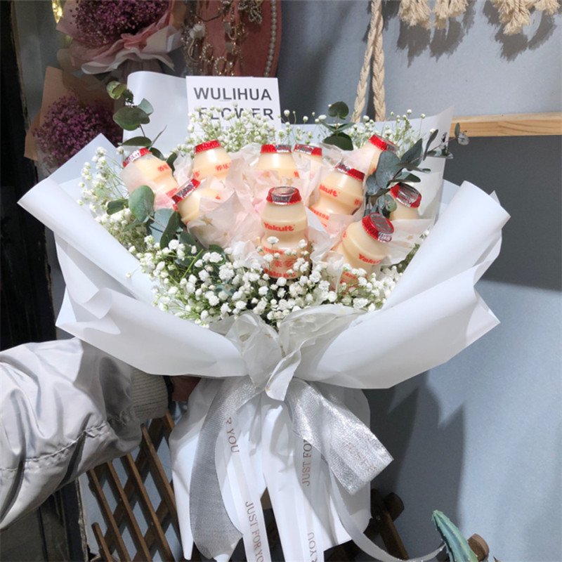 花西拾鲜花全国同城配送创意网红养乐多牛奶花束生日.