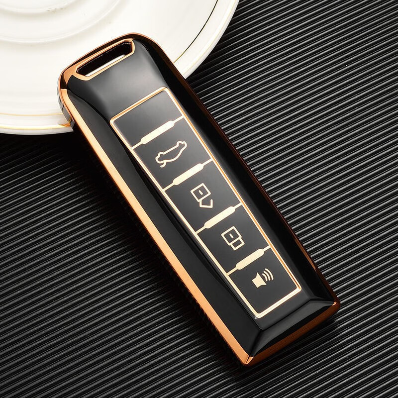 17-21款魏派 vv5汽车钥匙套 魏牌 vv5专用皮纹钥匙包壳扣 a款【炫酷黑