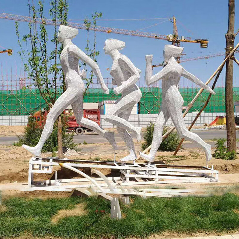 瀛乐 不锈钢雕塑校园运动人物系列主题创意雕塑操场体育摆件景观
