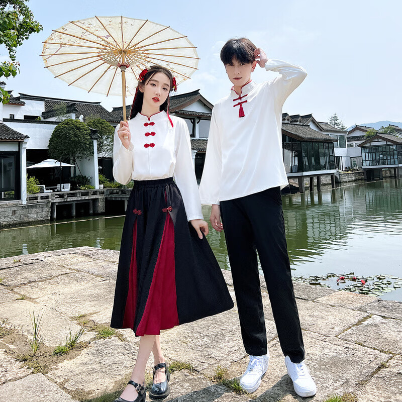 井狸奈班服校服一件代发2024实拍秋季情侣装学院风古风毕业照舞台服