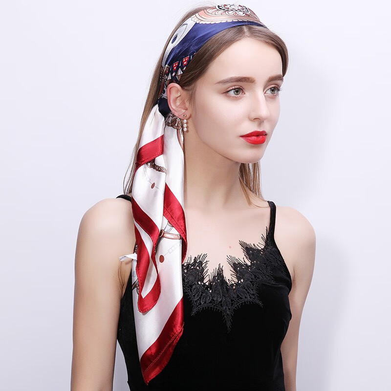 达芬奇密码 春秋季薄款大方巾女韩国百搭丝巾空姐领巾外搭防晒 经典恋饰 蓝色