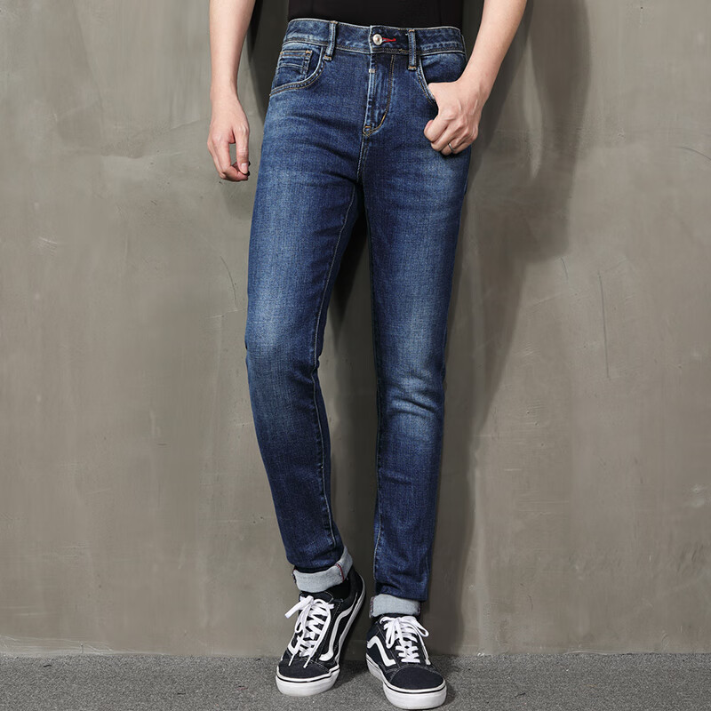 bc201唠叨牛仔春秋季简单款窄脚百搭修身牛仔裤男士微弹牛仔长裤 牛仔
